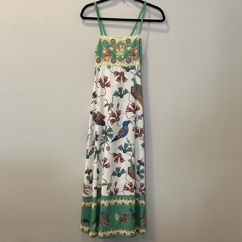 Green and White Spaghetti Strap Sundress